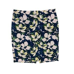 J Crew The Pencil Skirt Basket Weave Blue White Multi Floral Size 8 B8203